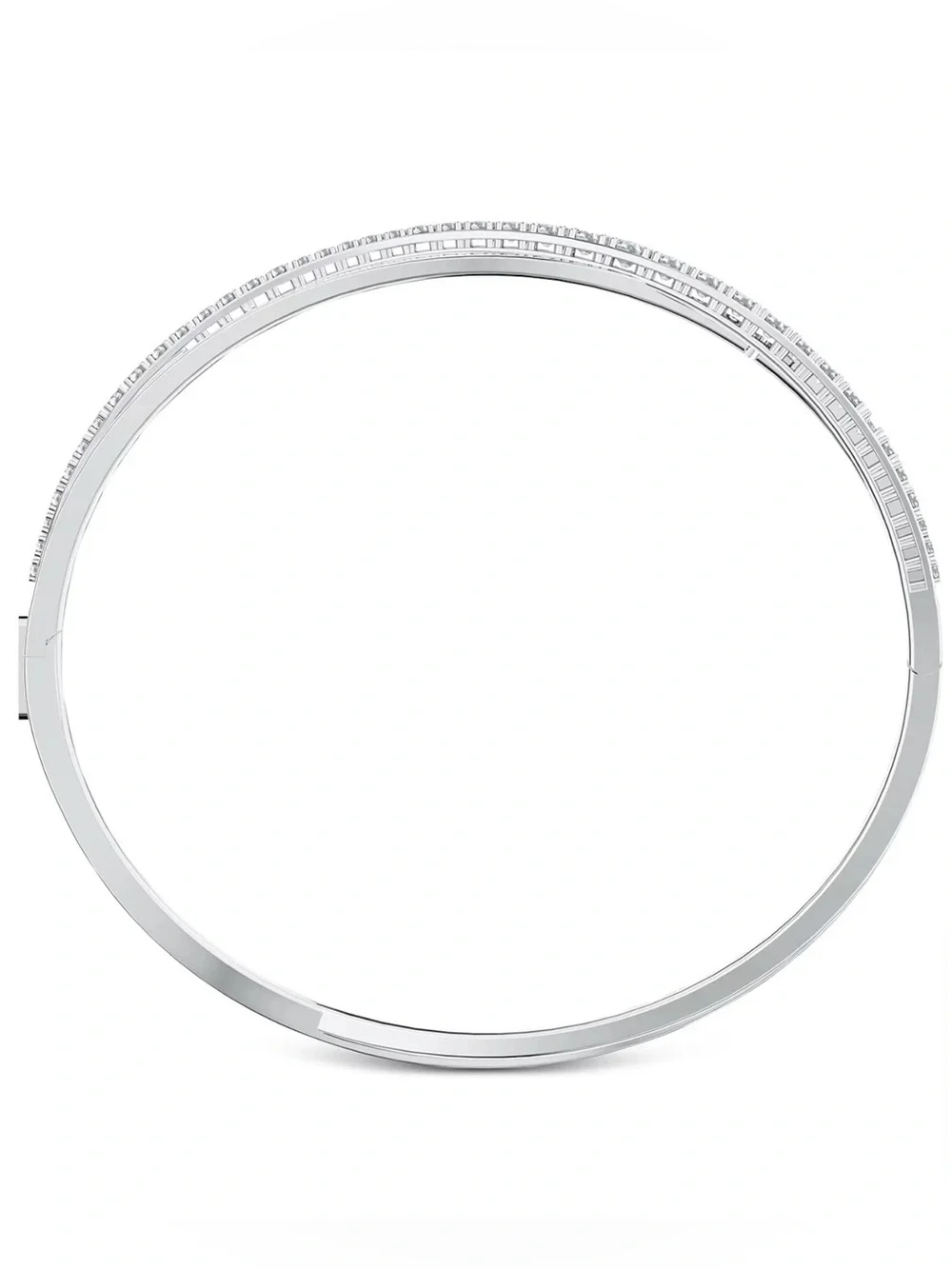 Swarovski Silver-Tone Pavé Twisted Double-Row Bangle Bracelet